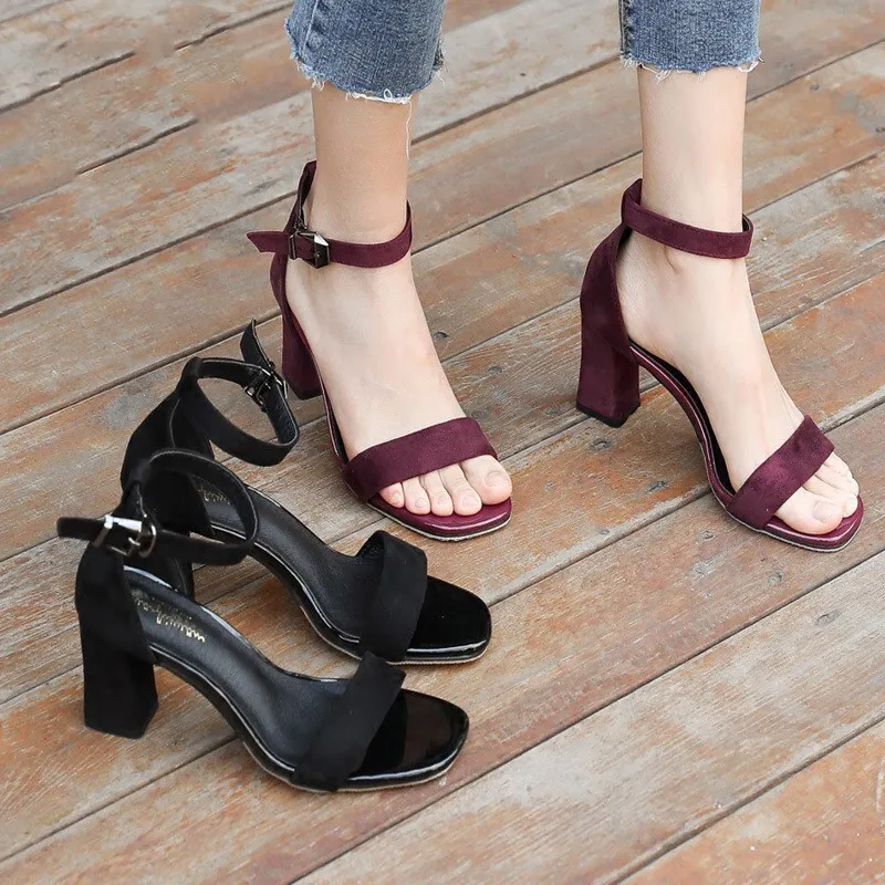 Women 2022 Summer Fashion Sandals Medium High Heel Block Heel Sandals Outdoor Fashion Sandals Women Heels Plus Size 33-41