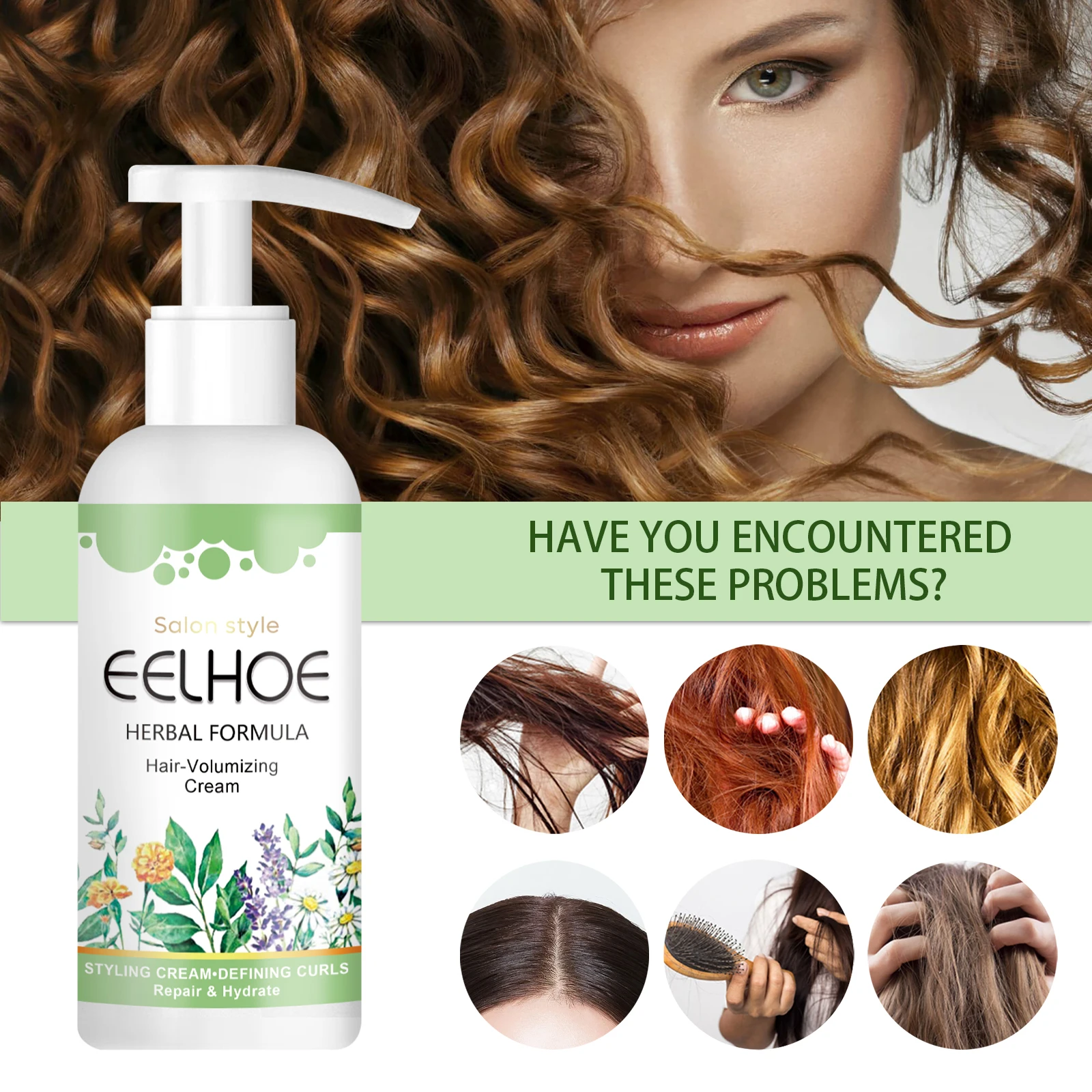 Elastic Plump Hair Cream Improve Frizzy And Curly Hair Enhance Glossiness Naturally Fluffy And Shaping Care Elastic Agent Curly Hair Styling Cream