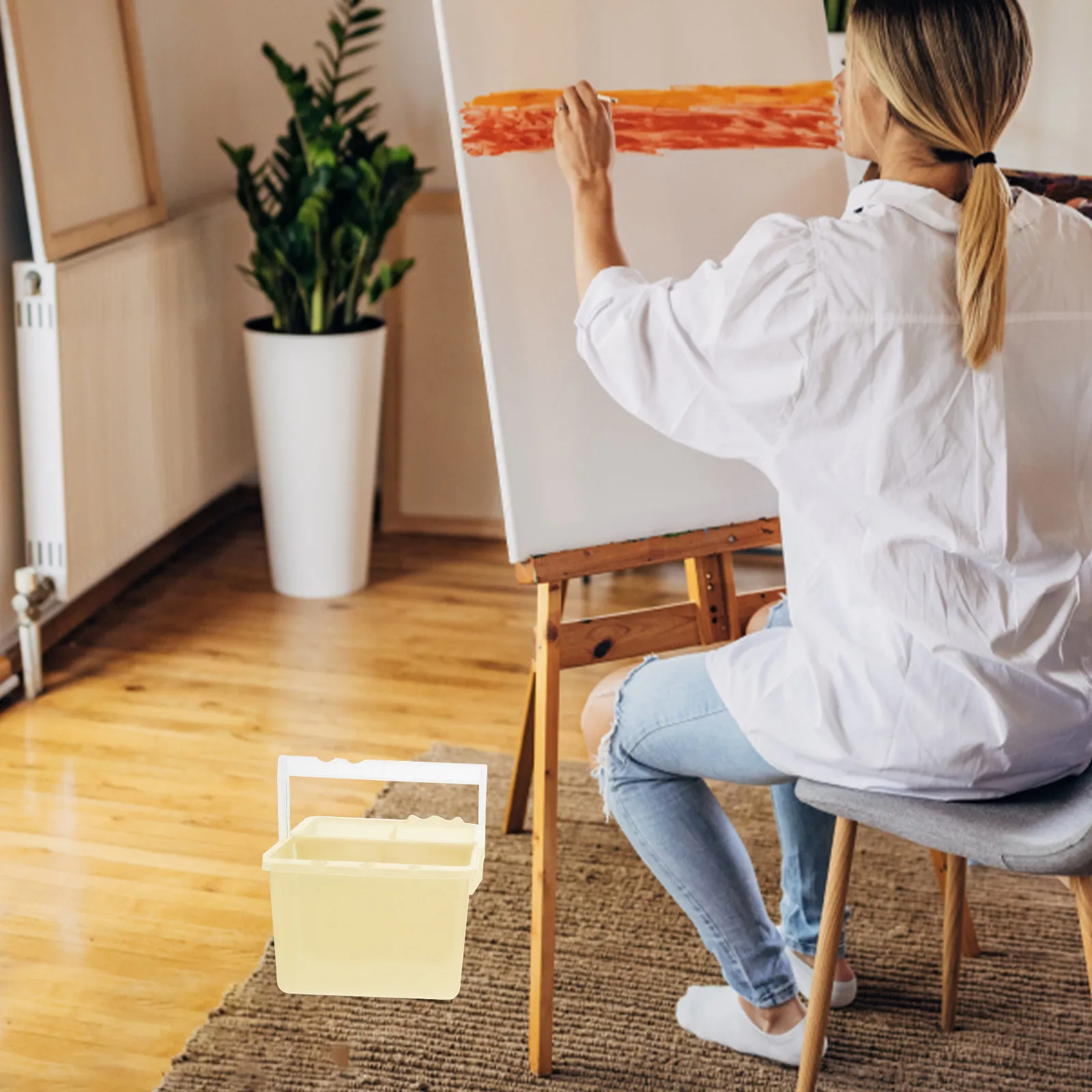 2Pcs 아티스트 브러쉬 와셔 페인트 브러쉬 클리너 휴대용 플라스틱 물통 홀더 그림 도구 액세서리