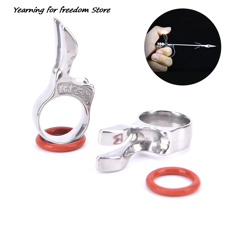 1 Pc Stainless Steel Slingshot Shooting Throwing Finger Fishing Dart Hunting Ring slingshot accessories