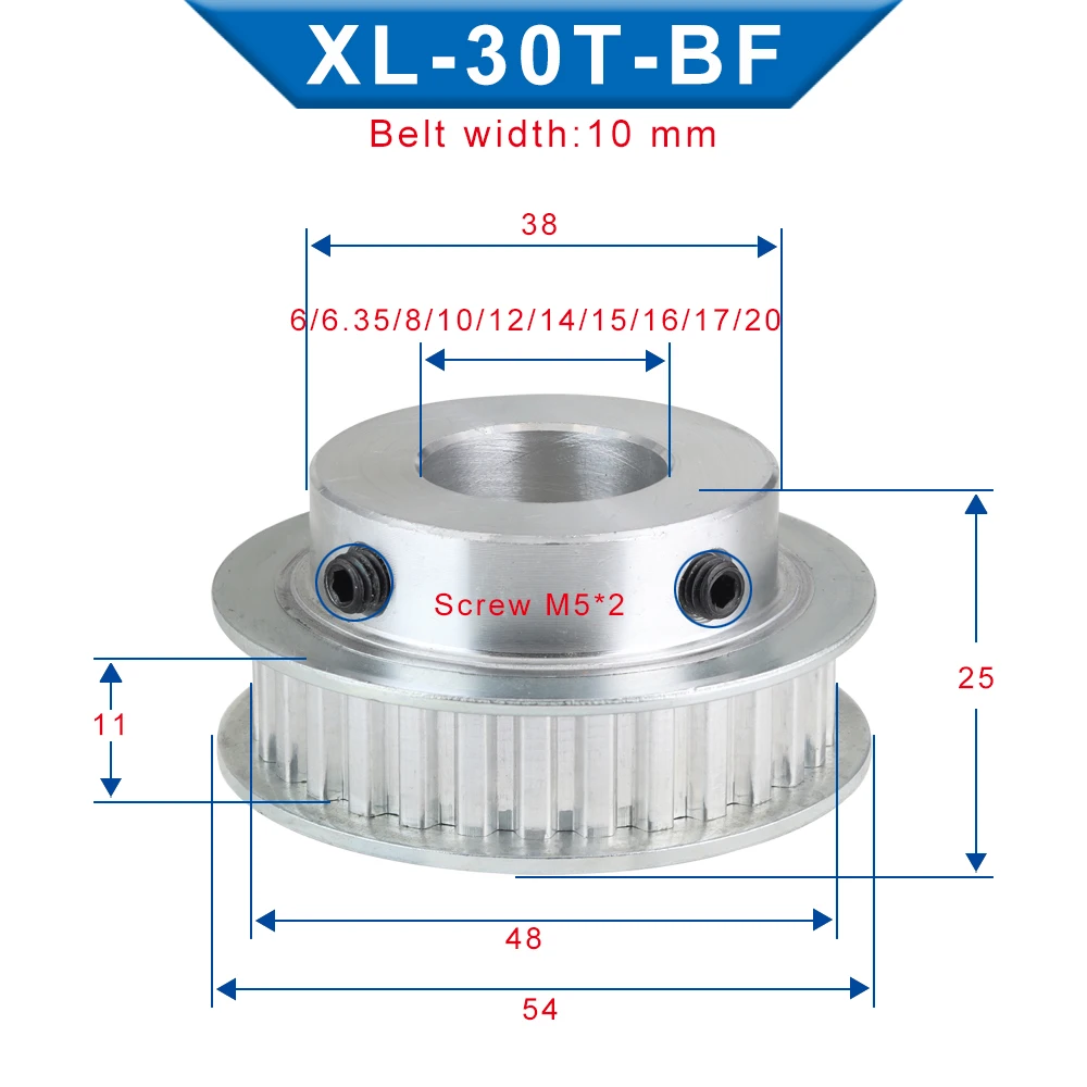 1 pz XL Puleggia Tenditrice 40 T Denti Foro 10/15/17/20/25/30mm