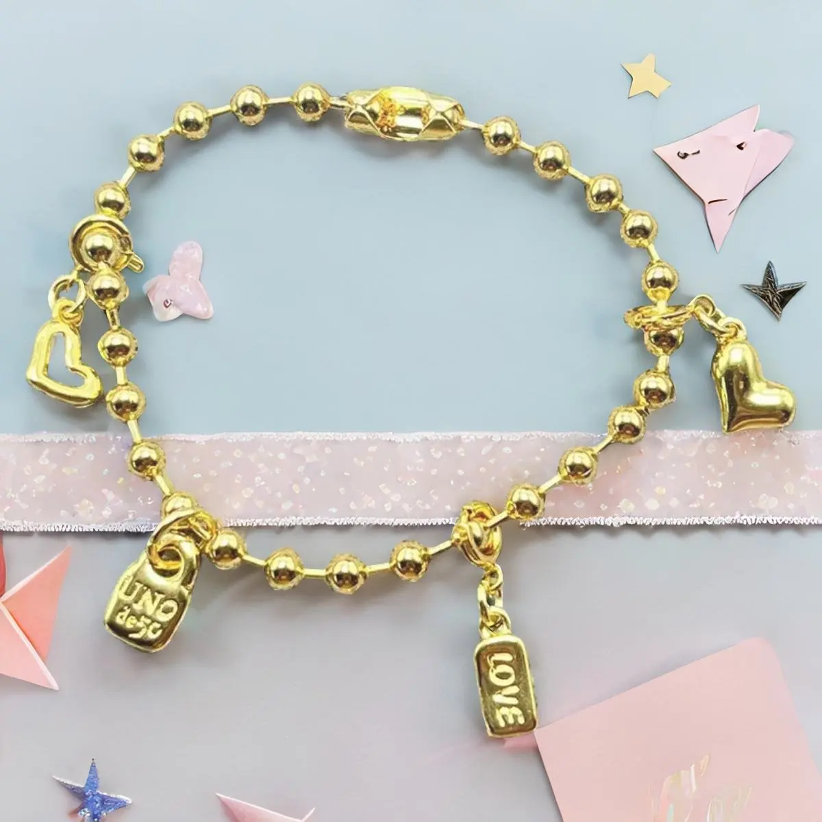 

Новинка 2024, необычный Модный женский браслет unode 50 из серебра 925 пробы с гальваническим покрытием, романтический подарок с дополнительными подвесными деталями