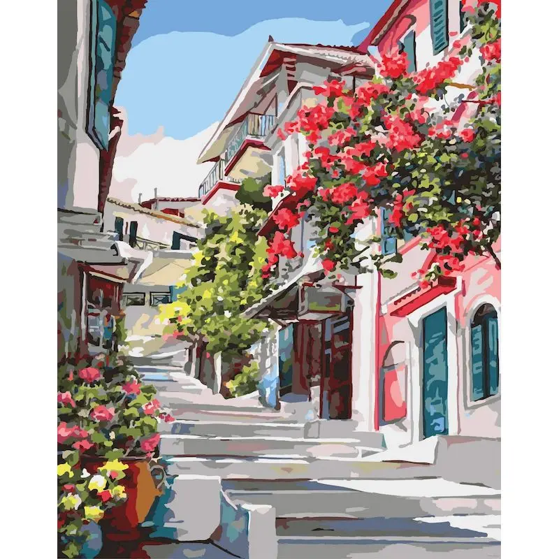 Seaside Town DIY Hand-Painted Oil Painting Kit - Landscape Wall Art Decor Gift (60x75cm)
