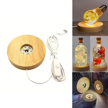 Wooden LED Display Light – USB Powered Decorative Night Lamp Stand for Art Ornaments 1
