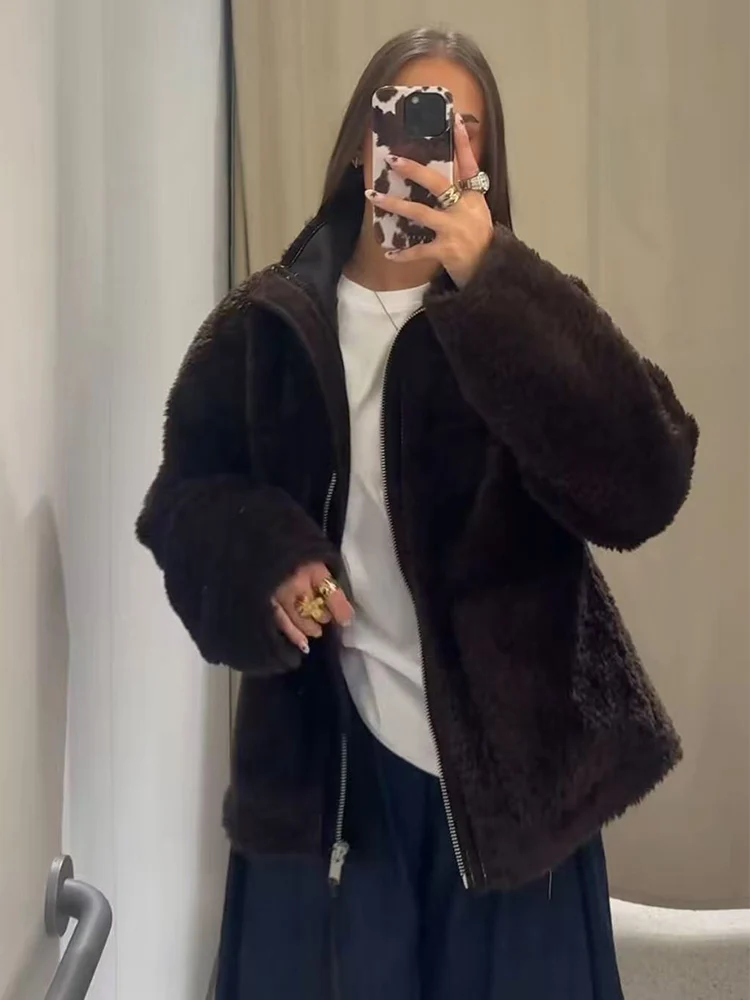 2025 Women's Faux Fur Jackets Coat Autumn New Chic Elegant Warm Fur Leather Women's Leisure Coat Fashion Comfort Outerwear