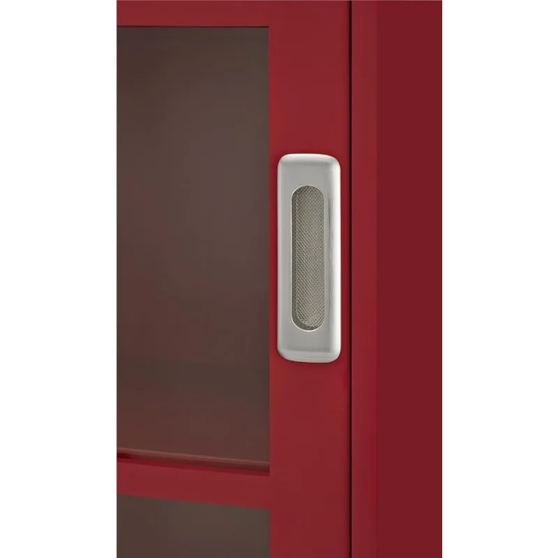 Ameriwood Home Aaron Lane Bookcase with Sliding Glass Doors, Red