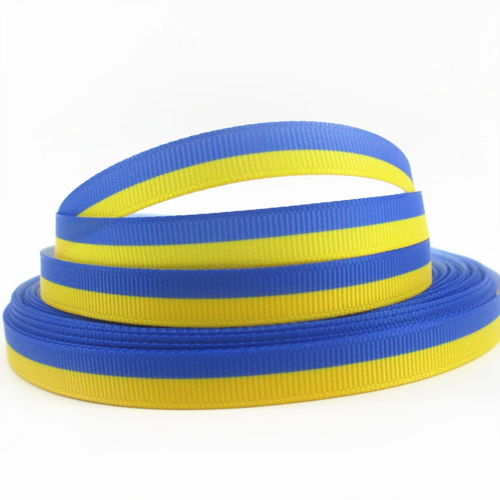 Ribbon decoration,ribbon supplies,grosgrain ribbon 5Yards 25mm Ukraine Flag Grosgrain Ribbon For Hair Bow Diy Crafts Sewing Accessories Bracelet Handmade Materials