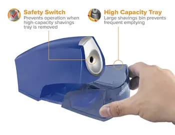 Heavy-Duty Electric Pencil Sharpener for Classroom, Stall-Free Motor, Large Shavings Tray, Dark Blue 6