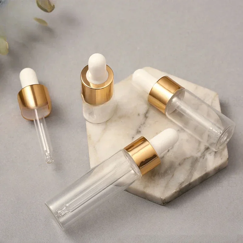 1pcs Mini Dropper Bottles Glass Empty Essential Oil Aromatherapy Bottles Rose Gold Cap Pipettes 5ml 10ml 15ml dropper bottle