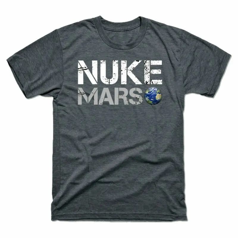 Nuke Mars Space Exploration Terraforming Of Mars Elon Musk Retro Men'S Tee Maniche Lunghe