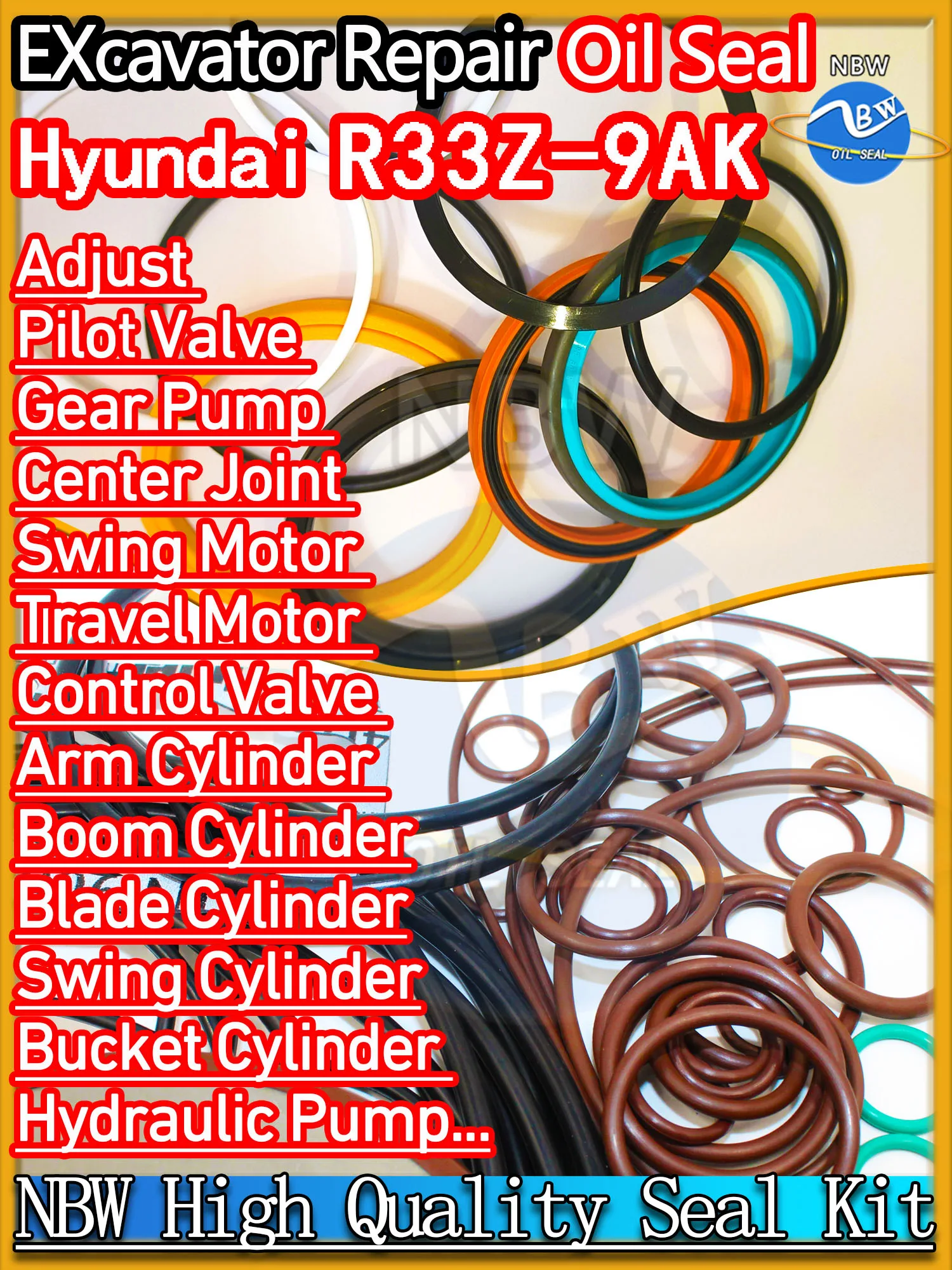 

Для Hyundai R33Z-9AK масляный сальник экскаватора Kit высококачественный ремонт R33Z 9AK лезвие пилотного клапана для путешествий джойстик Двигатель Уплотнительное Кольцо стрела