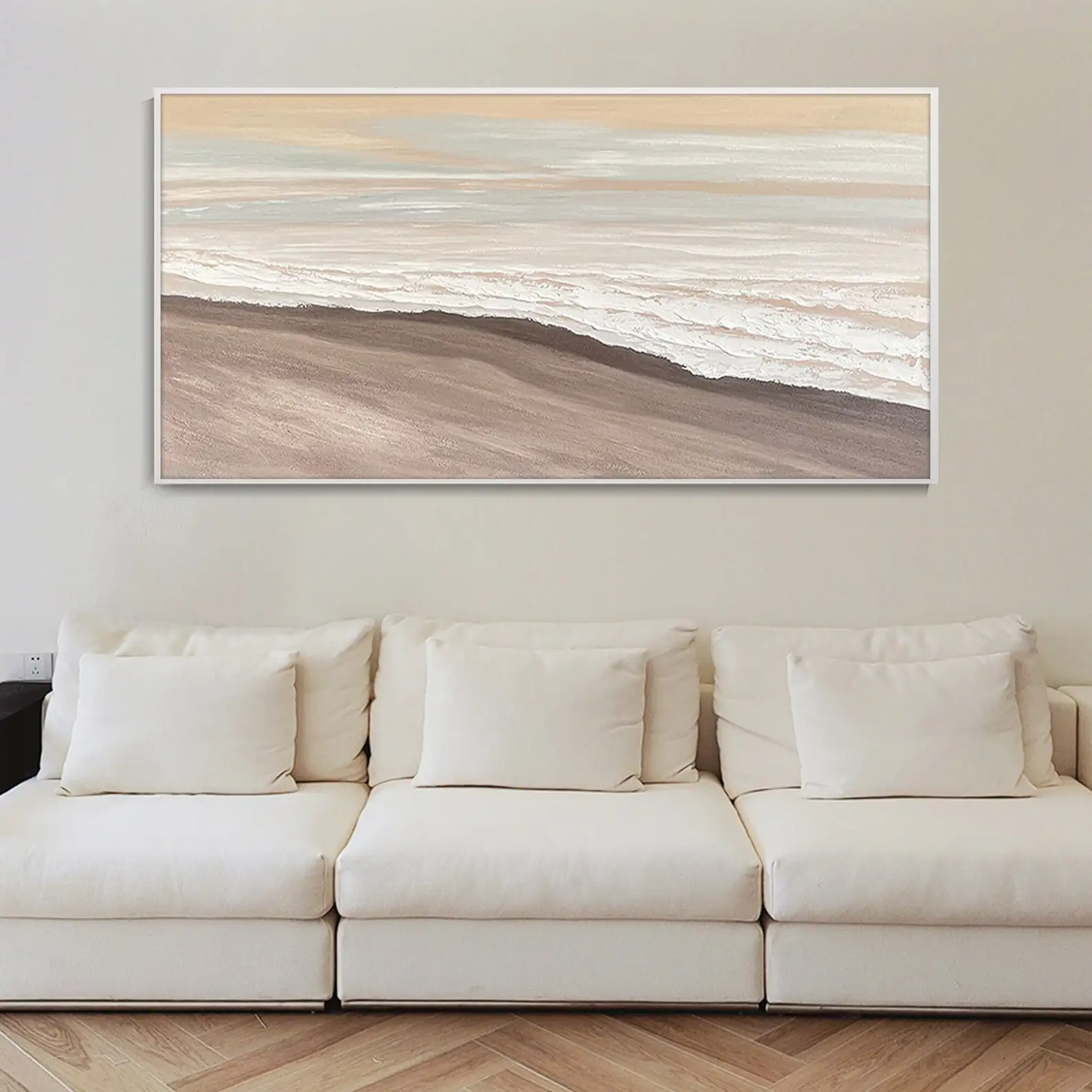 

Оригинальная коричневая морская масляная на холсте, современная абстрактная текстура океана, минималистичный дизайн для гостиной, Настенный декор, картина морской пейзаж