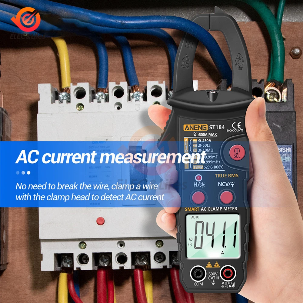 ST184 Digital Clamp Multimeter Meter 6000 Counts Professional True RMS AC/DC Voltage Current Tester Hz Capacitance Ohm