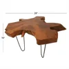 28" x 19" Brown Handmade Live Edge Top Coffee Table with Black Metal Hairpin Legs, 1-Piece 3