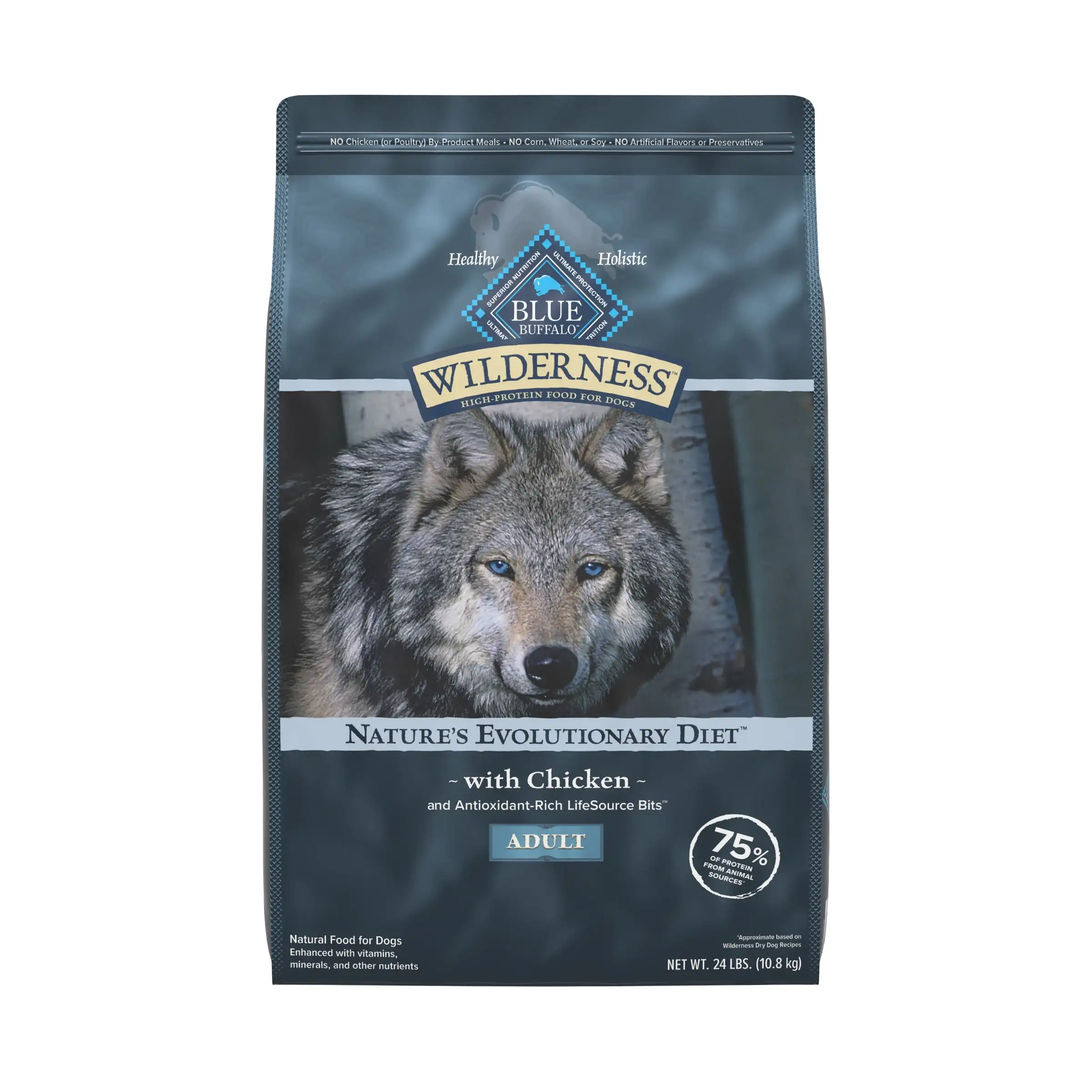 

Blue Buffalo Wilderness High Protein Natural Adult Dry Dog Food Plus Wholesome Grains Chicken 24 Lb Bag