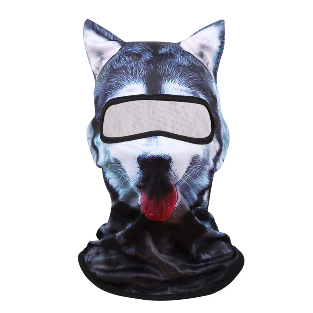 3D Cat Dog Cute Animal Print Balaclava Motorcycle Motocross Biker Head Cover Ski Snowboard Mask Helmet Hood Cap Cycling Headgear