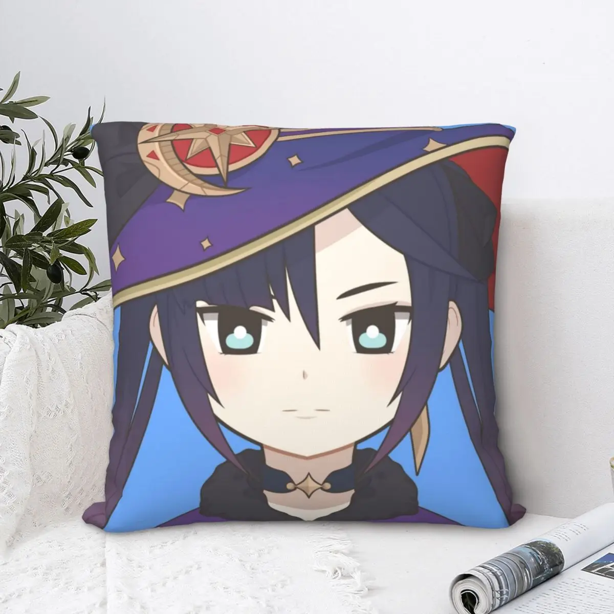 Mona Chibi Square Pillowcase Polyester Pillow Cover Velvet Cushion Zip Decorative Comfort Throw Pillow For Home Living Room cartoon style plush cushion cover home decor cute animal pattern throw pillow cover for living room decorative square cojin