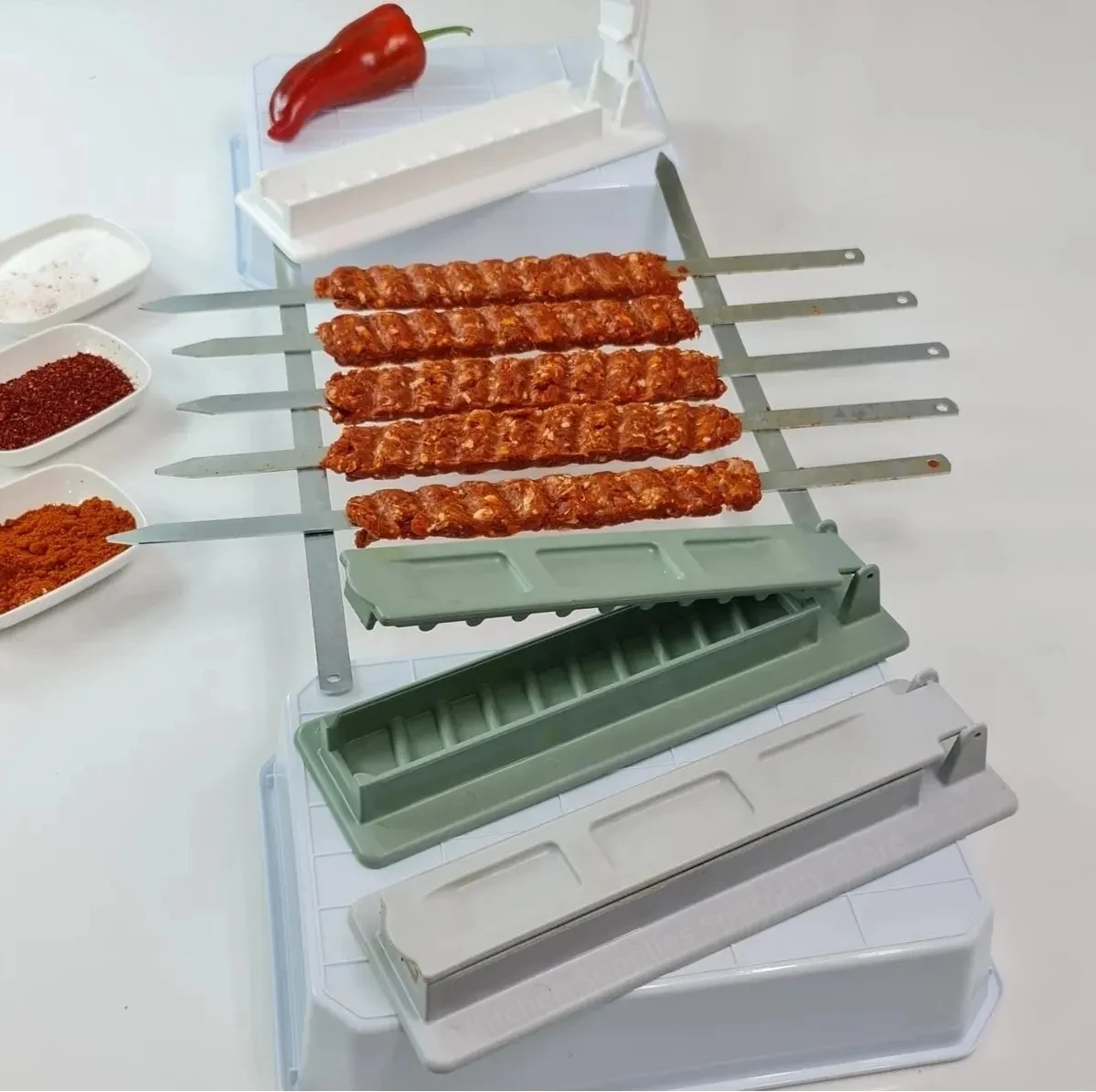 5/10Pcs Stainless Steel Barbecue Skewer Reusable BBQ Skewers Kebab Iron Stick For Outdoor Camping Picnic Tools Cooking Tools
