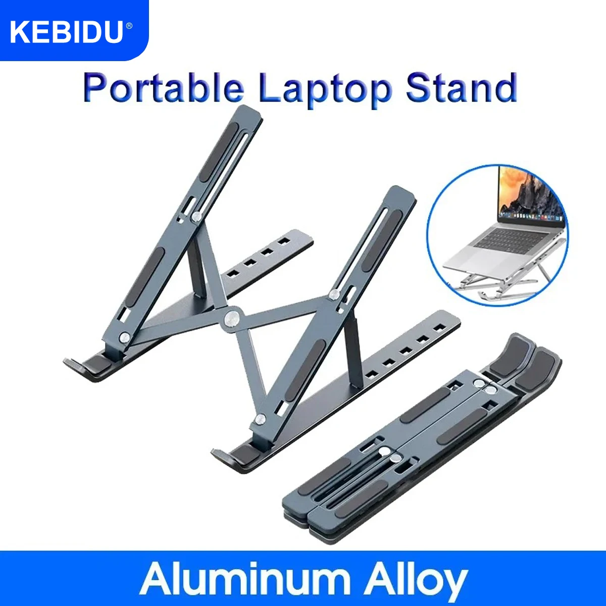 접이식 노트북 스탠드 조정 가능한 휴대용 노트북 브래킷 지원 Macbook 노트북 PC 액세서리 용 알루미늄 합금 홀더 ,Foldable Laptop Stand Adjustable Portable Notebo