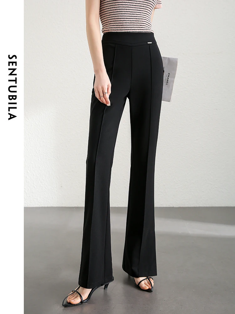 

Sentubila Black Slim Flare Pant for Woman 2024 Summer Korean New Full Length Comfort Thin Womens Trousers Clothing 142K53796