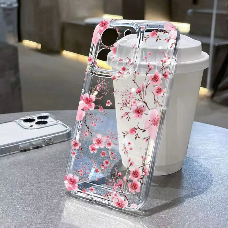 Cherry Blossom Pattern Clear Phone Case with Bumper Cover