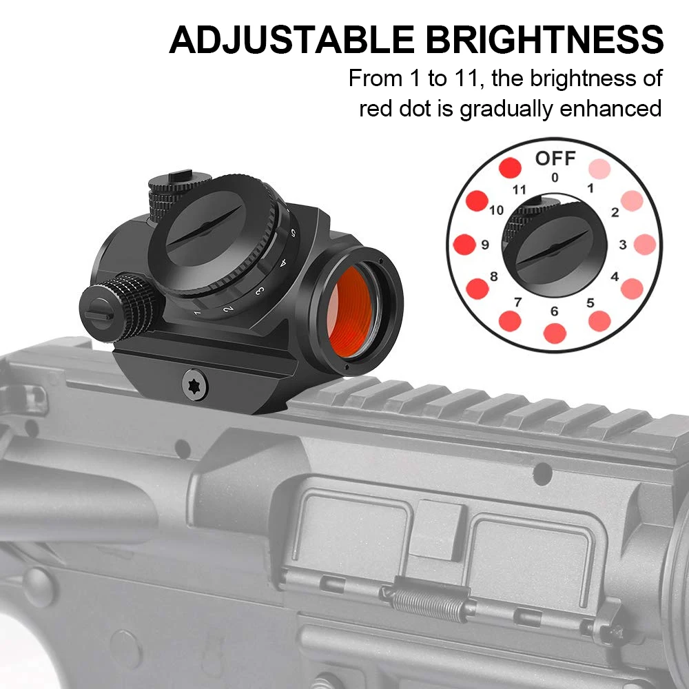 Red Dot Sight Rifle Scope 1x22mm Red Dot Sight 3 MOA Red Dot Scope Collimator Sight Gun Rifle Scope with Riser Mount Airsoft Hunting Accessory