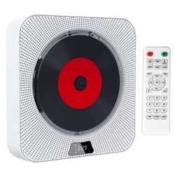 US Plug Portable CD Player Wall-Mounted Music Player Built-In High-Fidelity Speaker Support CD/USB/TF