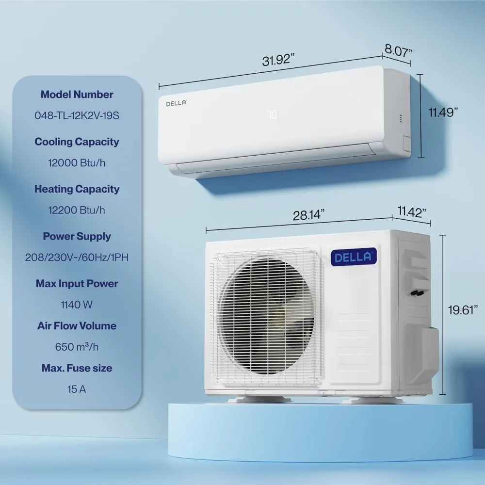 Versa Series 12000 BTU Mini Split Air Conditioner Work with Alexa with 1 Ton Pre-Charged Heat Pump Ductless Inverter System 2