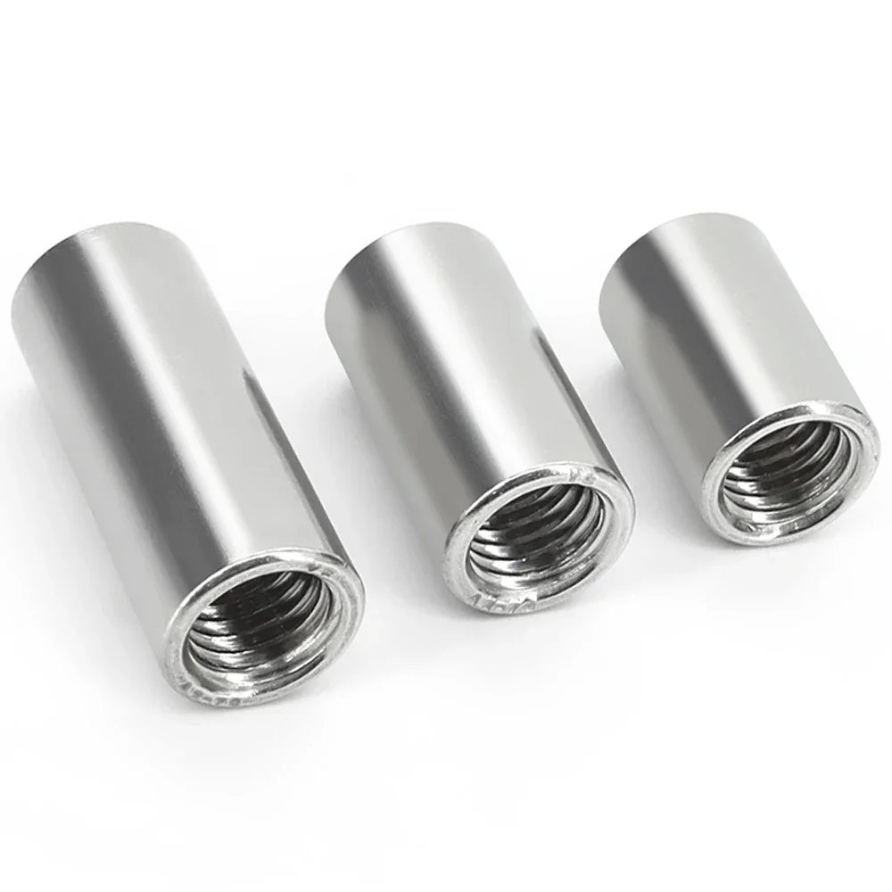 2-10Pcs M3 M4 M5 M6 M8 M10 304 Stainless Steel Extension Thicken Round Coupling Nut Connector Joint Sleeve Nut