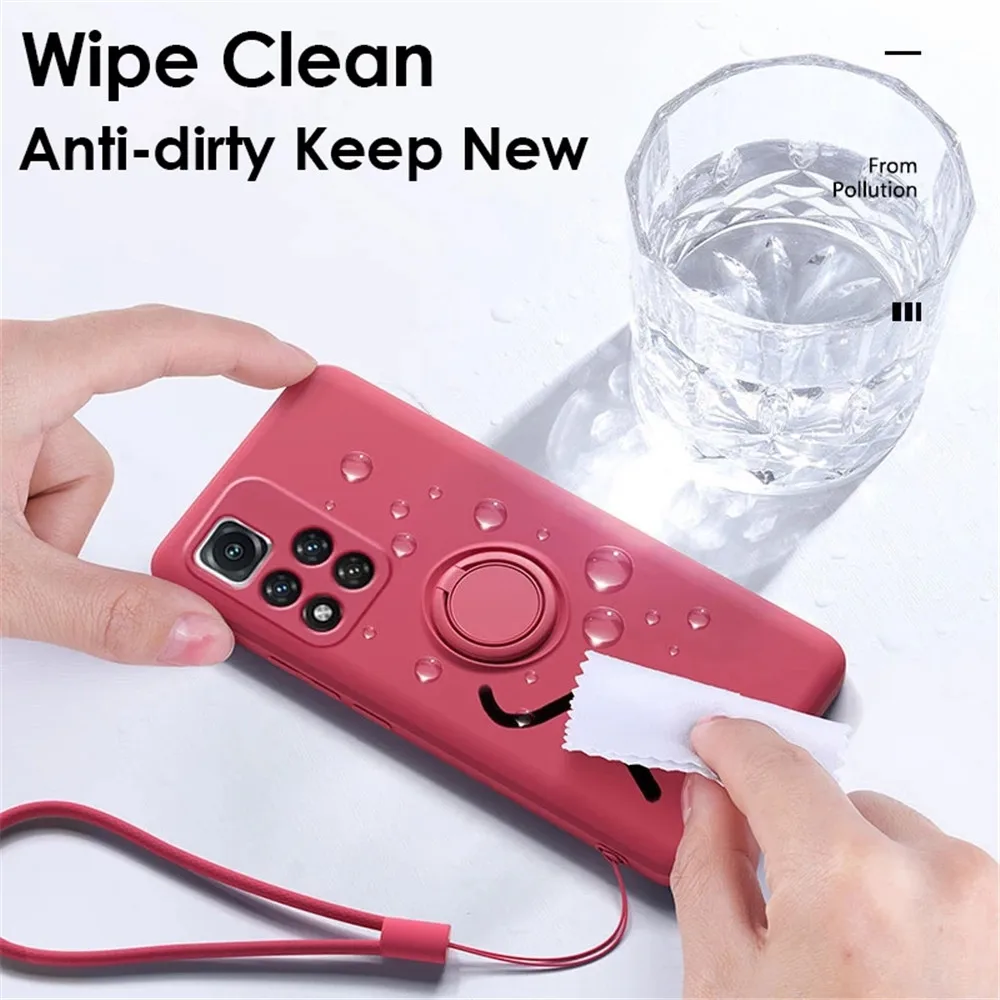 Liquid Silicone Phone Case With Ring Holder For Redmi Note_voghion.com