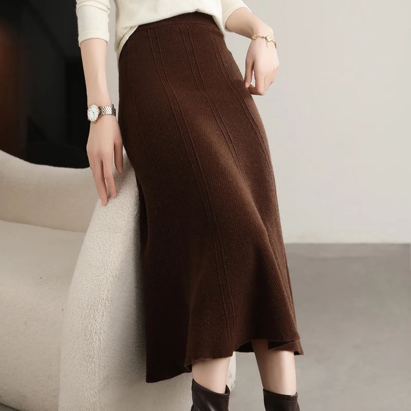 Irregular Ladies Solid Color Wool Knit Skirt Knitted Skirt main image 0