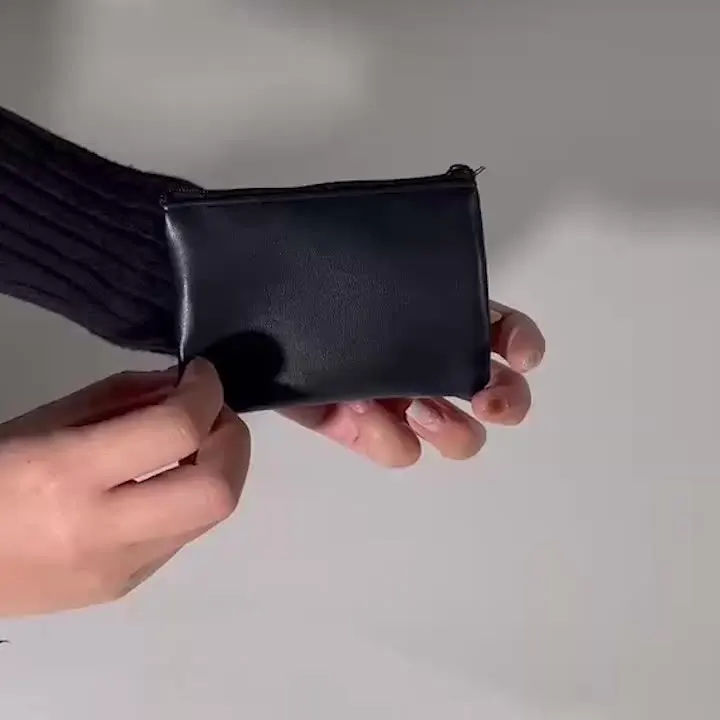 Men Women Card Coin Key Soft Holder Zip Leather Wallet Pouch Bag