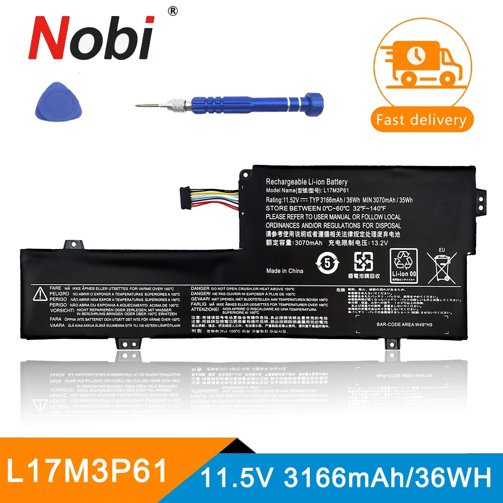 Batteria Per Laptop Nobi Muslimb L17C3P61 Per Lenovo Ideapad 320S-13Ikb Yoga Muslimate 330-11Igm Xiaoxin 7000-13 Strumenti Gratuiti