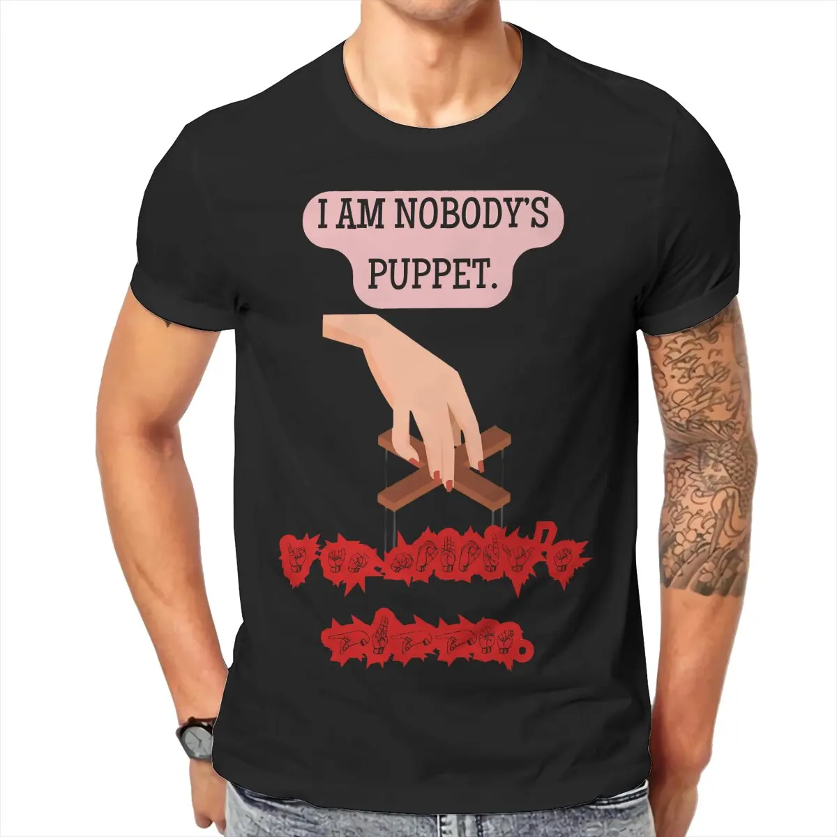

Футболка с круглым вырезом и надписью «I'm никто's puppuppet», оригинальная Мужская футболка, хипстерские Топы 6XL