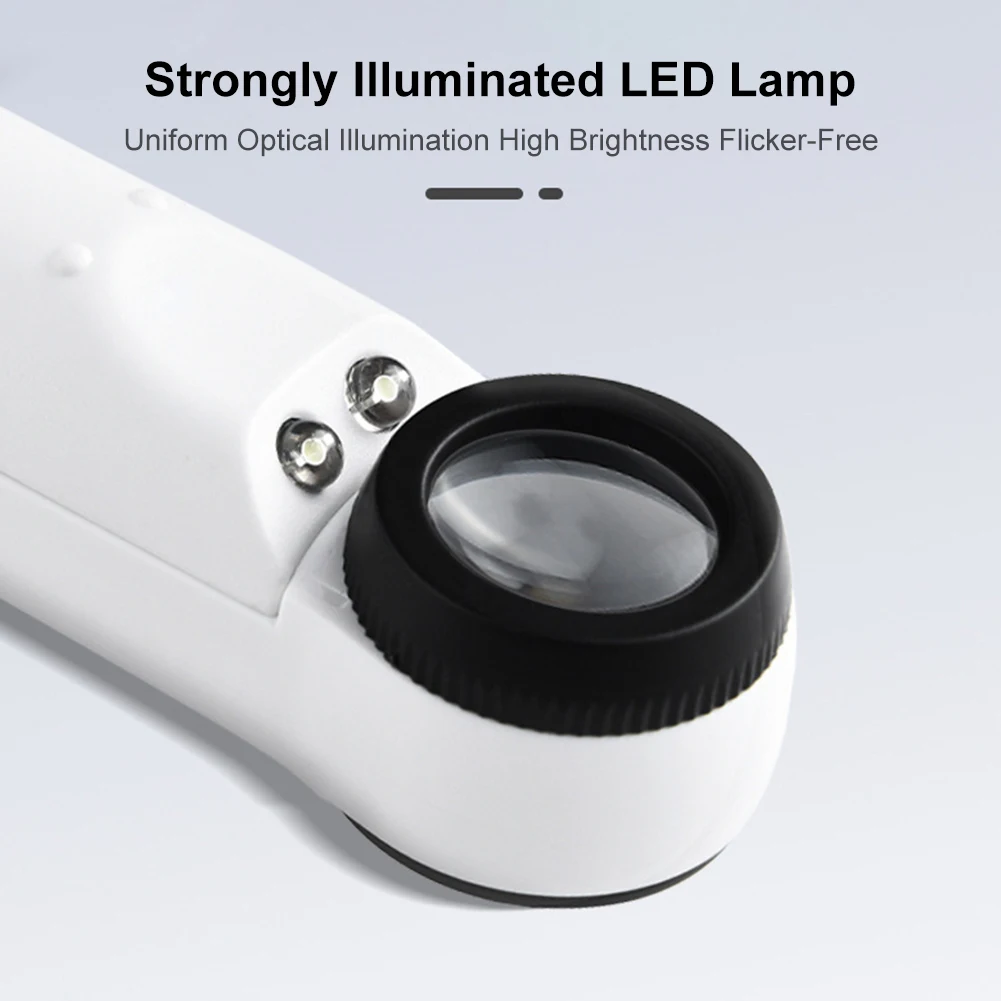 40X Handheld Magnifier Illuminated Jewelers Loupe Magnifier with 2 LED Lights Jeweler Eye Jewelers Loupe for Jewelry Identifying