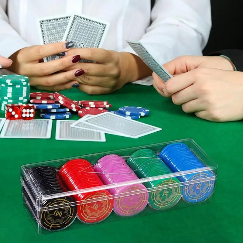 Professional Acrylic Poker Chip Stand Playing Cards Chip Tray 5 Grids Poker Display Clear Acrylic Trays poker chips 100Chips