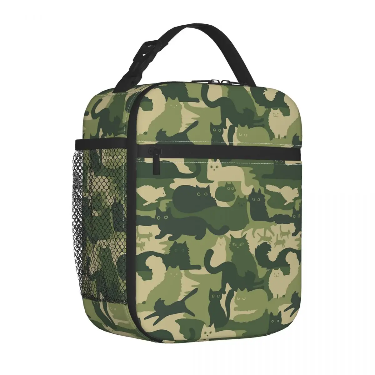 

Camouflage Pattern With Cats Camo Thermal Insulated Lunch Bags Portable Lunch Container Thermal Cooler Lunch Box