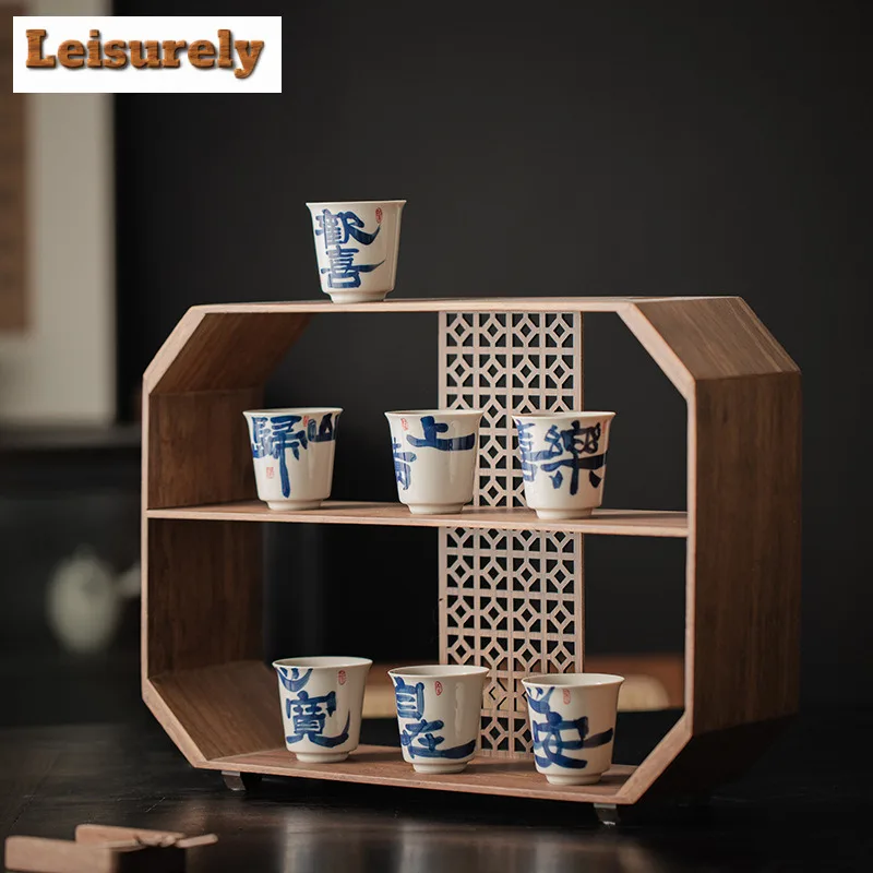 50ml Handwritten Grass Wood Grey Teacup Retro Tea Bowl Sample Tea Cup Tea-tasting Smelling Cup Jianzhan Master Cups Drinkware