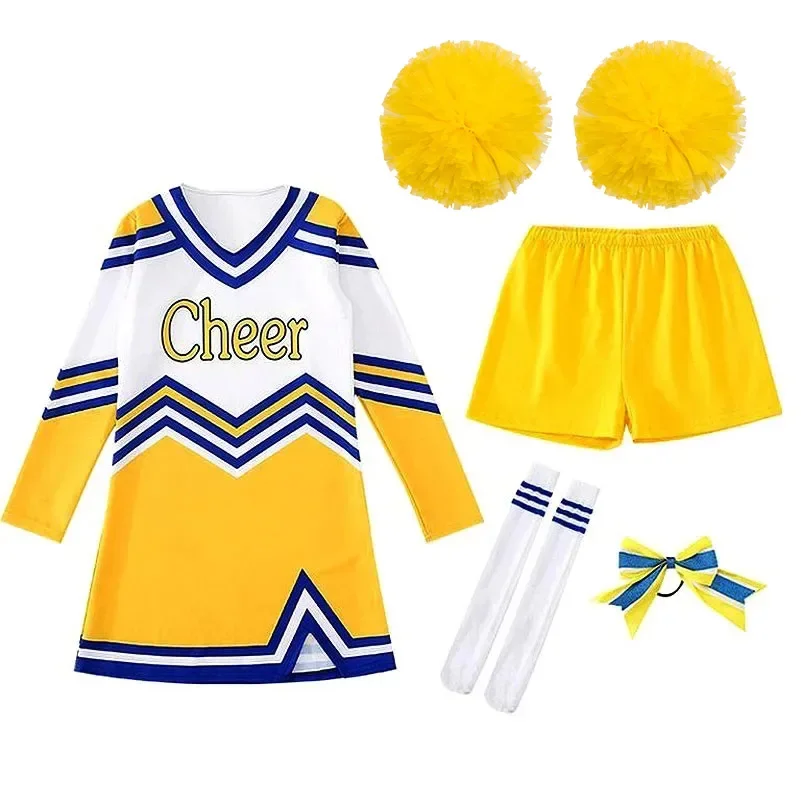 5Pcs/set Children Competition Cheerleaders Girl boy School Team Uniforms Kids Performance Costume Class Suit Kid Girl School Sui