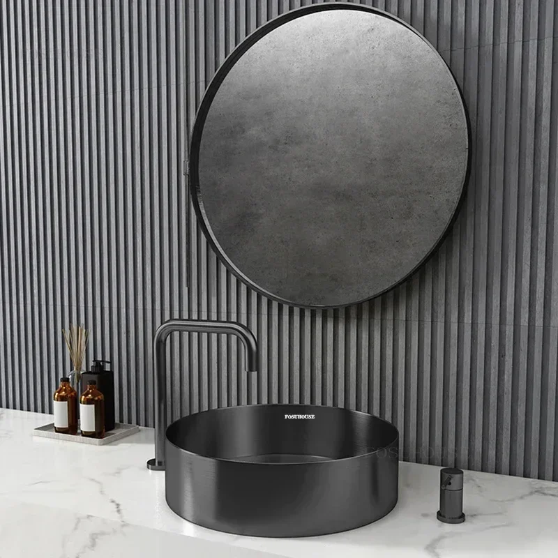 3 Colors Luxury Bathroom Sinks Golden Stainless Steel Above Counter Basin Home Wash Basin Bathroom Fixture Washing Sink z 4