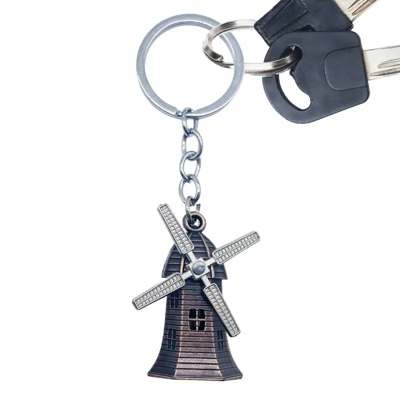 Windmill Keychain Retro Keyring Windmill Shape Key Chains Metal Key Rings Pendant for Car Fashion Ornament Jewelry Findings
