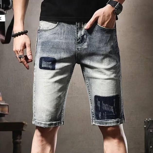 Jeans Uomo Shorts Strappati Dietro Pantaloncini Pantaloni