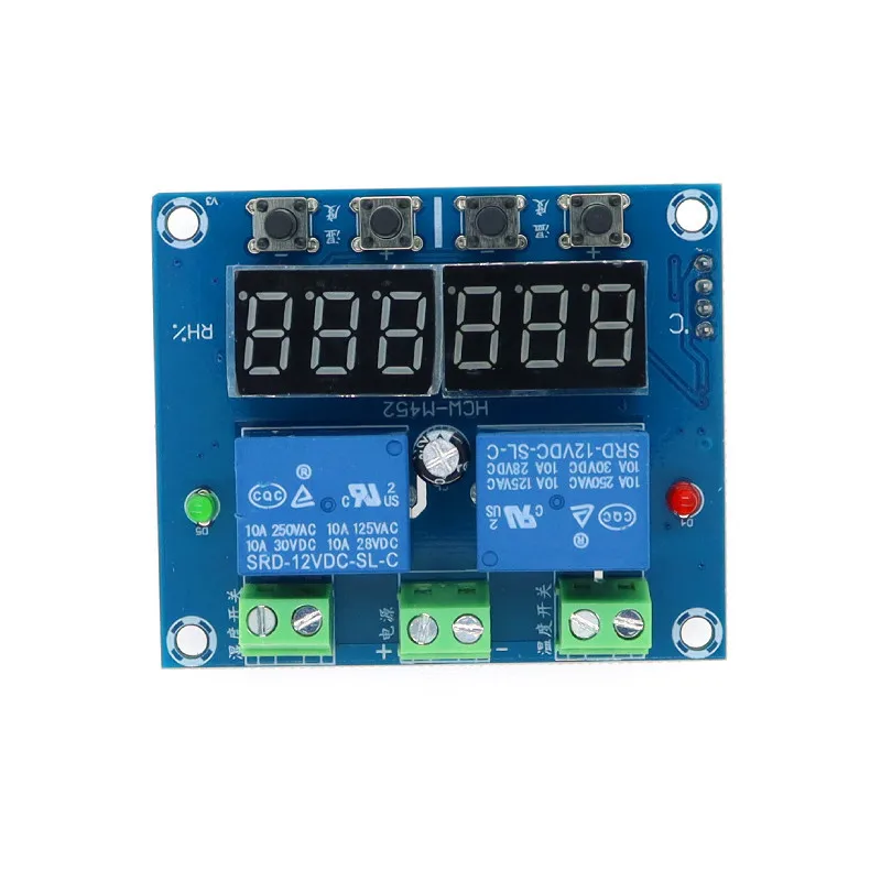ZFX-M452 LED 디지털 온도조절기 온도 습도 제어 온도계 습도계 컨트롤러 릴레이 모듈 AM2301 프로브, DC 12V
