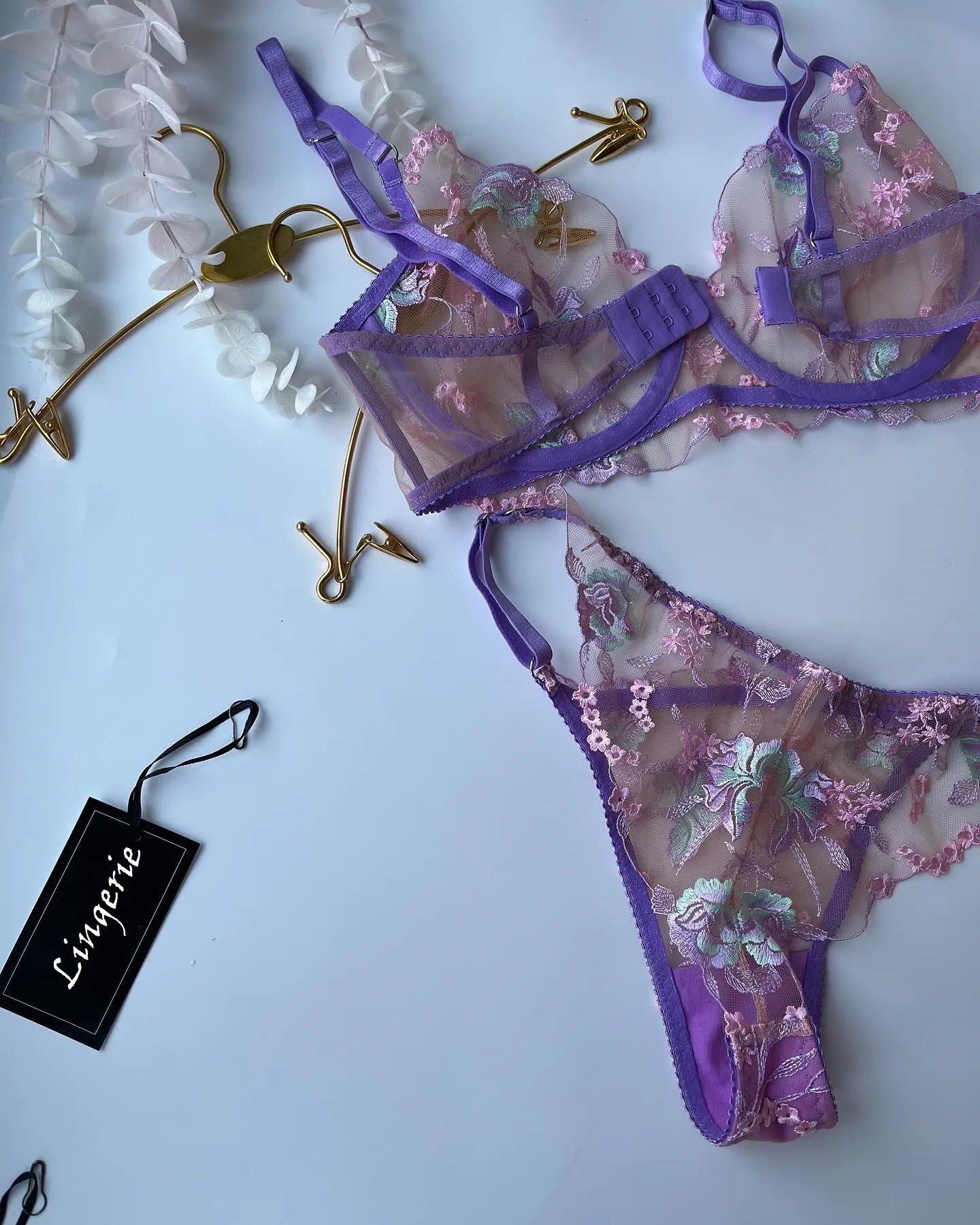 MIRABELLE Floral Sexy Erotic Lingerie Woman 2 Piece Set Transparent Embroidery Fancy Outfit Romantic Super Hot Lace Bilizna Set