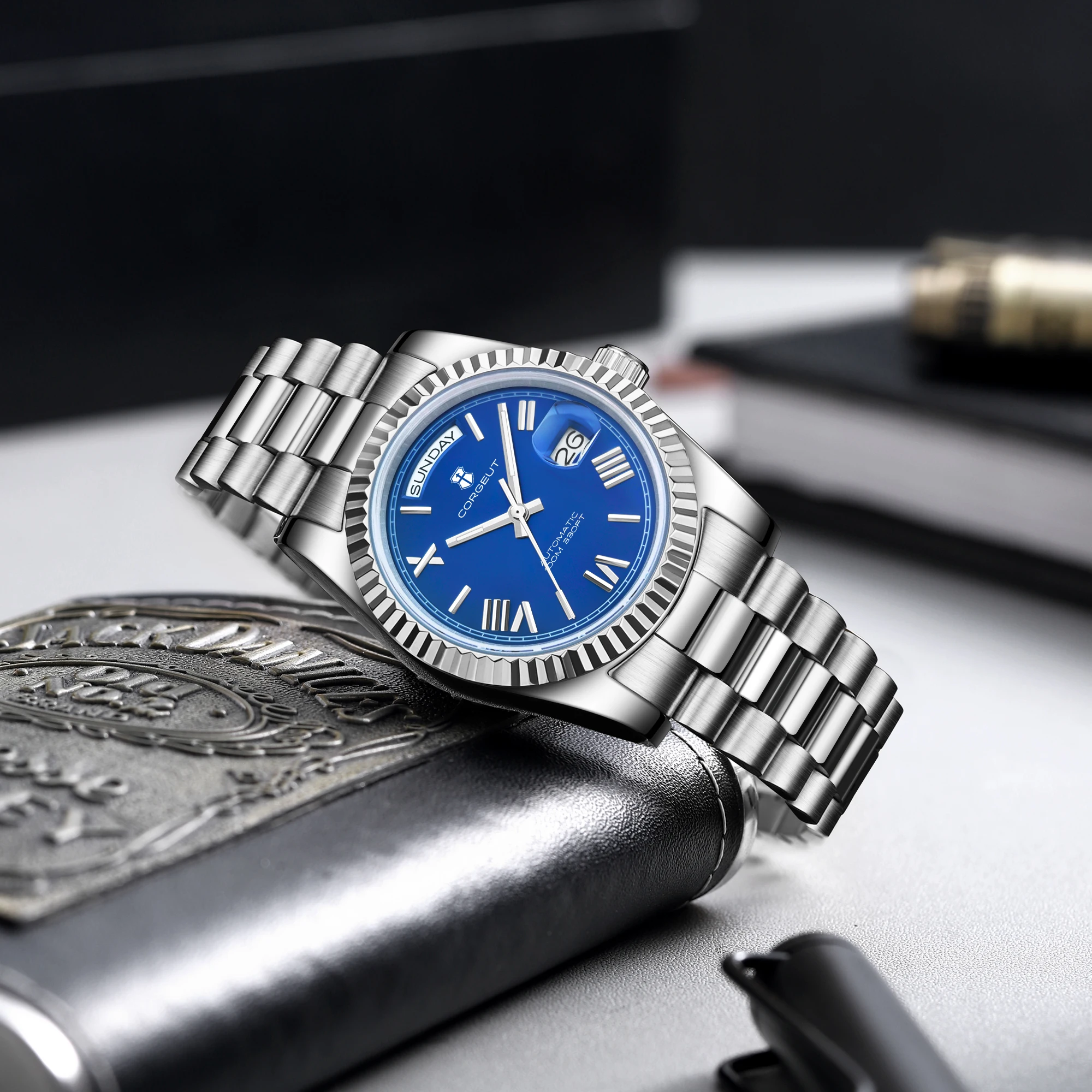 39mm Men Corgeut Logo/Name Corgeut NH36 Automatic Mechanical relogio masculino Sapphire Glass Luminous waterproof wristwatch