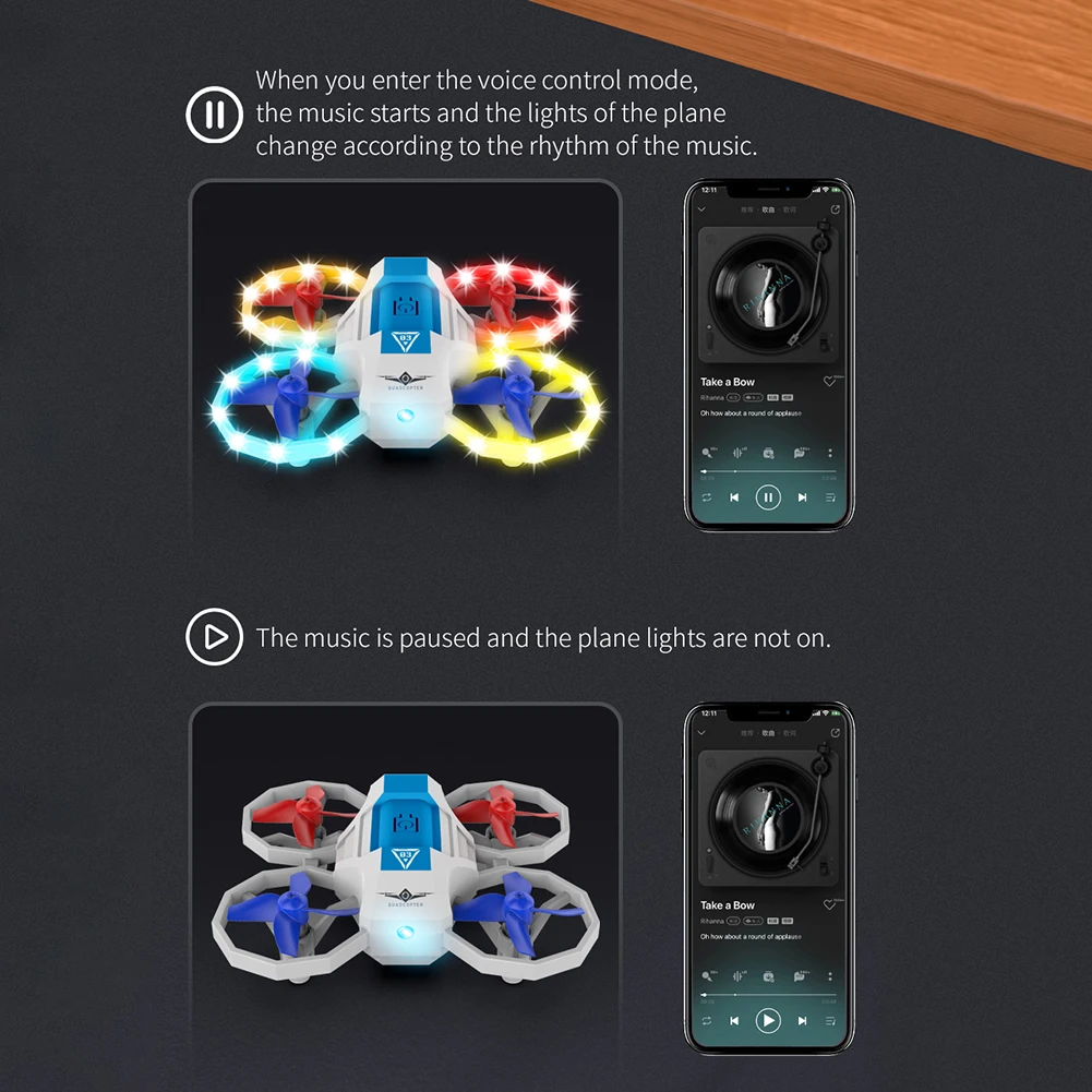 Portable FPV Quadcopter with Music Lights Drone Quadcopter UAV Max