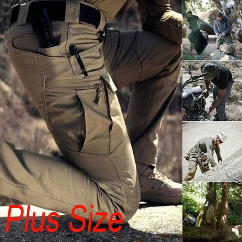 Plus Size 6XL Cargo Pants Men Multi Pocket Outdoor Tactical Sweatpants Hunting Quick Dry Elastic Hiking Trouser