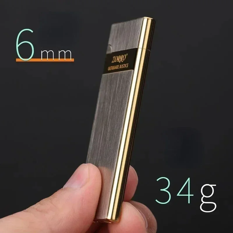 ZORRO Metal Ultra-thin  Butane Gas Inflatable Grinding Wheel Ignition Lighter Cigarette Lighters High-end Men's Small Tools
