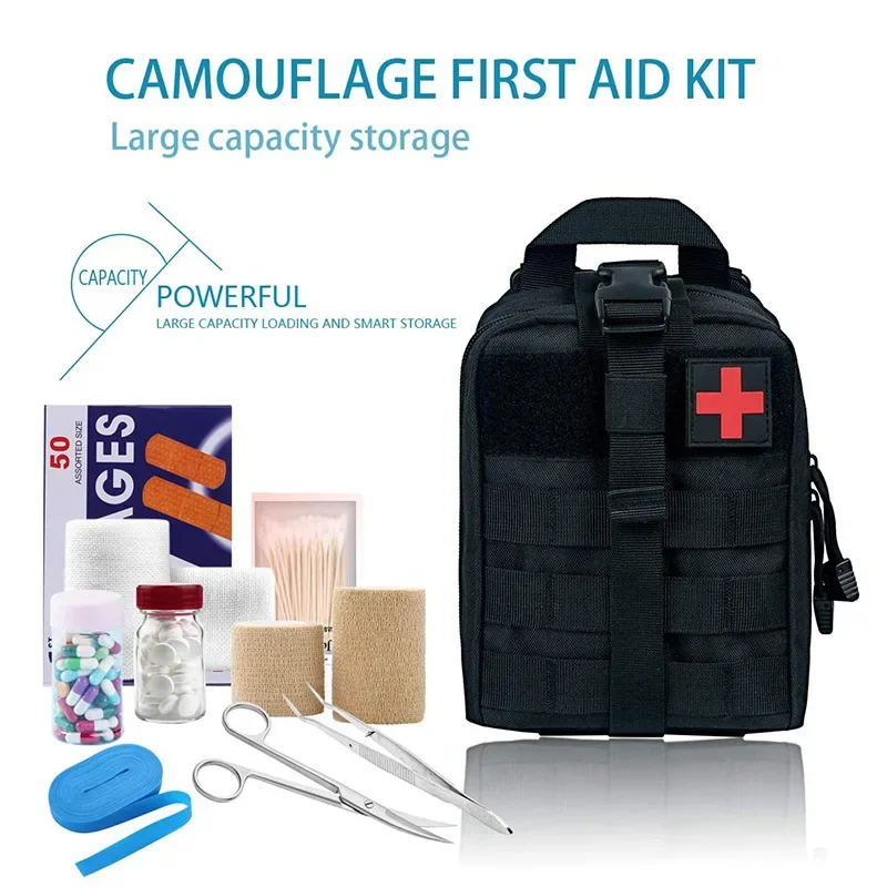 Molle Tactical First Aid Utility Medical Nylon Bag EDC Waist Pack Hiking Hunting Accessories Bag Outdoor Survival Emergenc Pouch