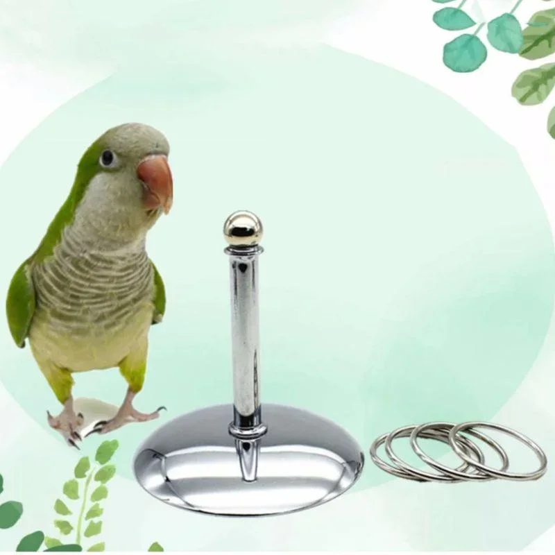 Bird Parrots Interactive Training Toy Intelligence Development Stacking Metal Ring Exercise Sets Birds Supplies Bird Accessories